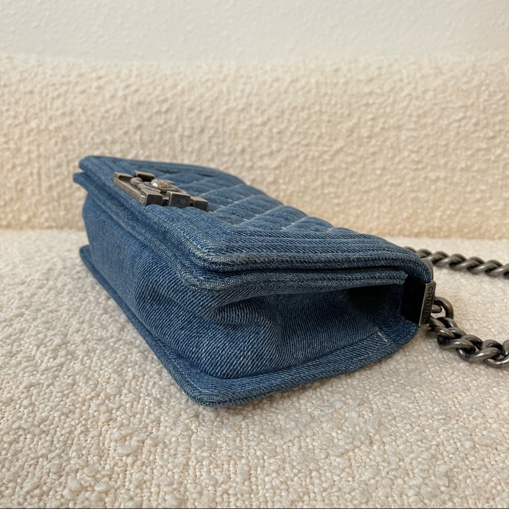 Chanel Denim Blue Quilted Small Boy Flap Purse Crossbody - Picture 7 of 16